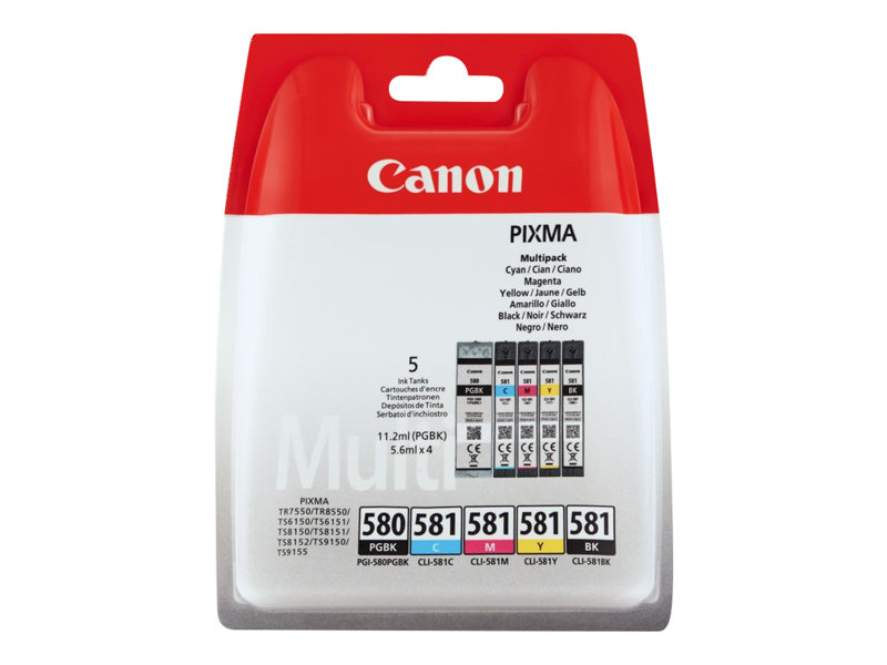 Canon PGI-580 PGBK/CLI-581 CMYBK Multipack - pack de 5 - noir,jaune,cyan,magenta - originale - réservoir d'encre