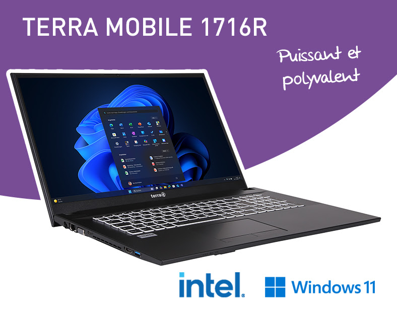 TERRA MOBILE1716R i3-1315U- Windows 11 Pro - Mémoire 16GO SSD 500GO