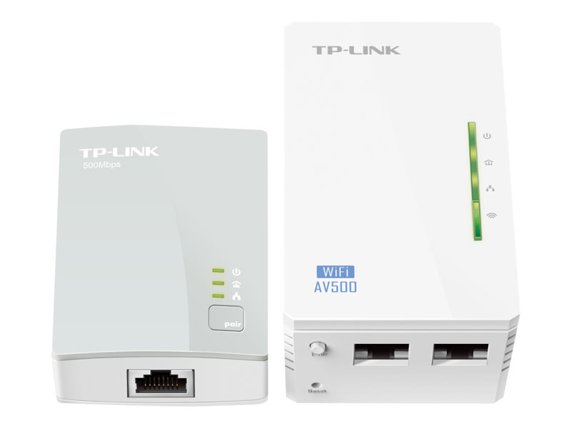 PLUG TP-LINK AV500 WiFi 2-port PLC Kit AV500 2-port WiFi Powerline Extender KIT, including 1 TL-WPA4220 and 1 TL-PA4010, 500Mbps Powerline datarate,