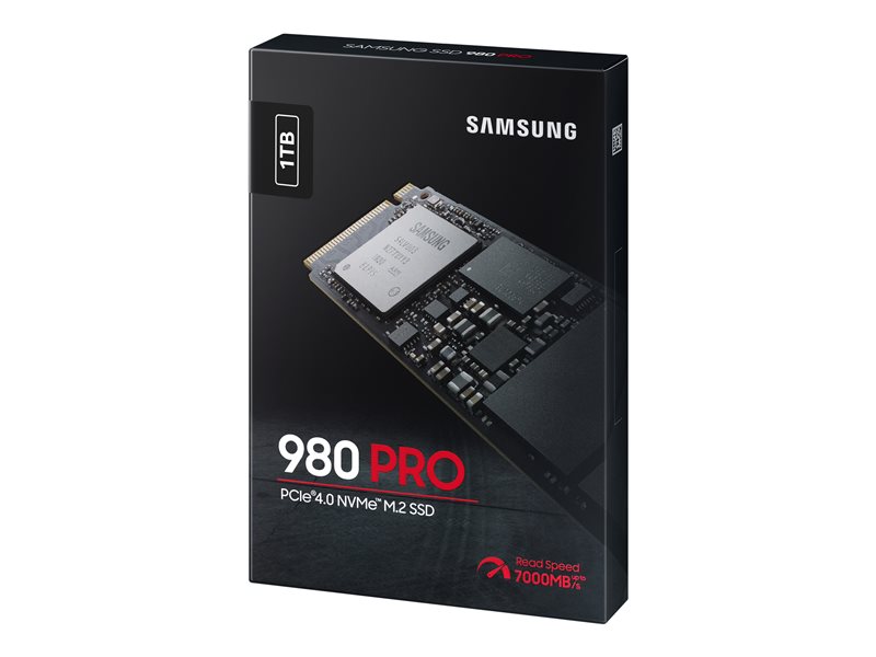 Samsung 980 PRO MZ-V8P1T0BW - SSD - chiffré - 1 To - interne - M.2 2280 - PCIe 4.0 x4 (NVMe) - mémoire tampon : 1 Go - AES 256 bits - TCG Opal Encryption