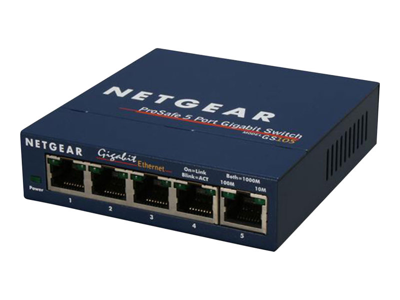 Switch Netgear GS105 - 5 ports - en, fast en, gigabit en - 10base-t, 100base-tx, 1000base-t