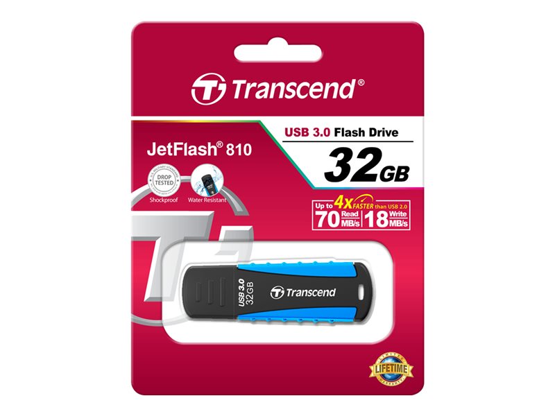 TRANSCEND 32Go Clé USB 3.1 Gen 1 - Antichoc Bleu clair