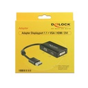 Adaptateur Delock Displayport vers VGA / HDMI / DVI noir passif
