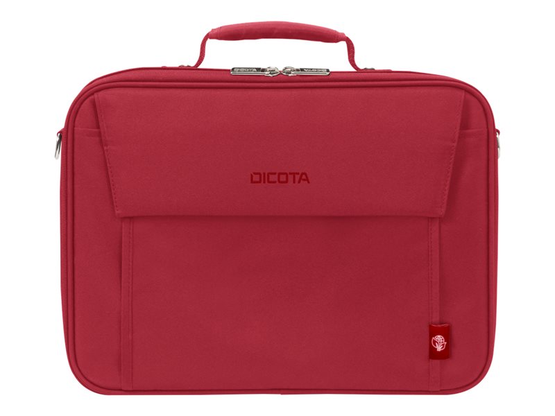 SACOCHE PC PORTABLE 14-15.6" ROUGE DICOTA ECO MULTI CADRE EN FIL METAL BRETELLE REGLABLE ET DETACHABLE