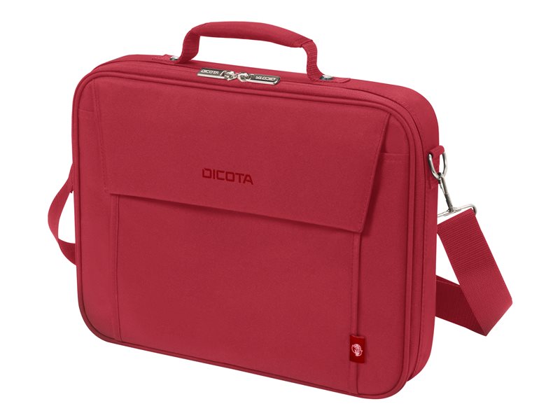 SACOCHE PC PORTABLE 14-15.6" ROUGE DICOTA ECO MULTI CADRE EN FIL METAL BRETELLE REGLABLE ET DETACHABLE