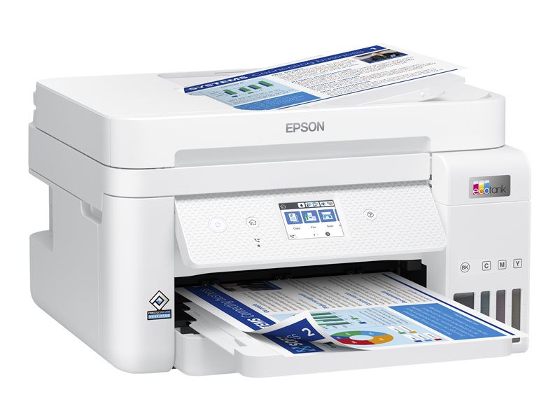 Epson EcoTank ET-4856 - Imprimante multifonctions - couleur - jet d'encre - rechargeable - A4 (support) - jusqu'à 15.5 ppm (impression) - 250 feuilles - 33.6 Kbits/s - USB, LAN, Wi-Fi - blanc