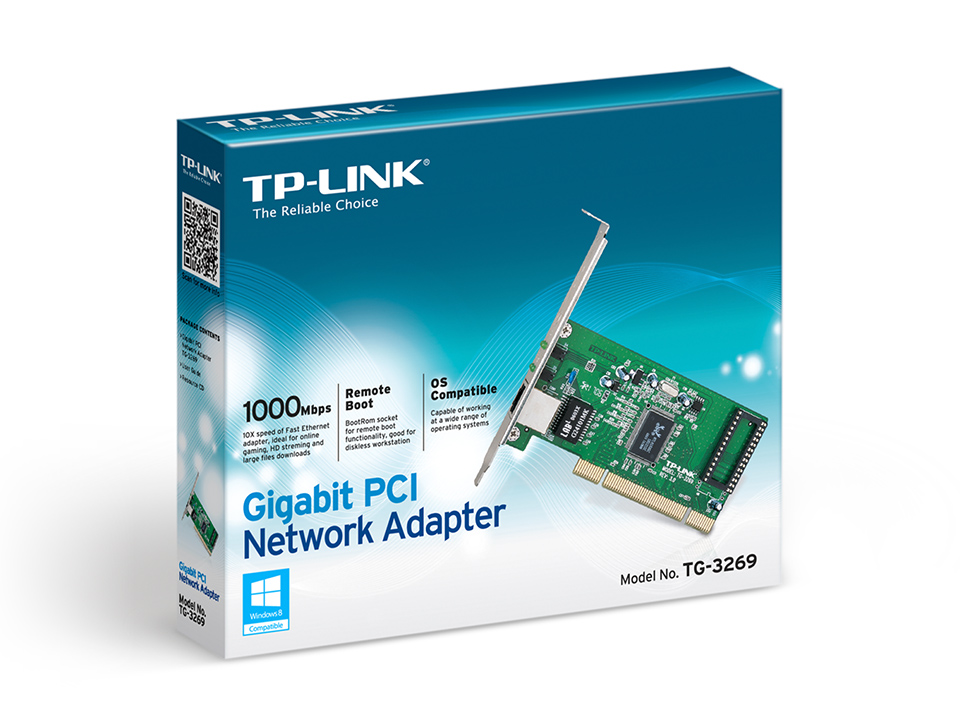 Carte réseau - 32bit Gigabit PCI Network Adapter, RealTek RTL8169SC, 10/100/1000Mbps Auto-Negotiation RJ45 port, Auto MDI/MDX
