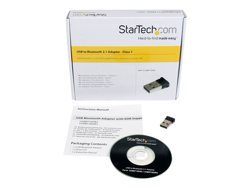 StarTech.com Adaptateur Bluetooth 2.1 USB - Adaptateur réseau sans fil EDR de catégorie 1 - USB - 3 Mbit/s - 2,40 GHz ISM - Portée en Intérieur 100 m - Externe