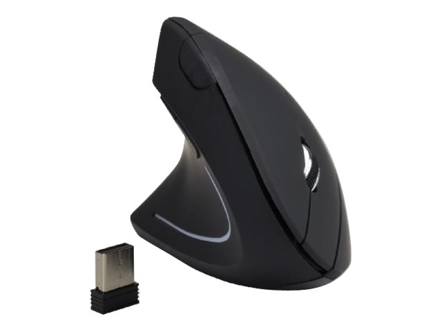 MCL Samar SS-618GW/N - souris ergonomique - 2.4 GHz - noir - pour gauchers - optique -6 boutons - récepteur sans fil USB - noir 