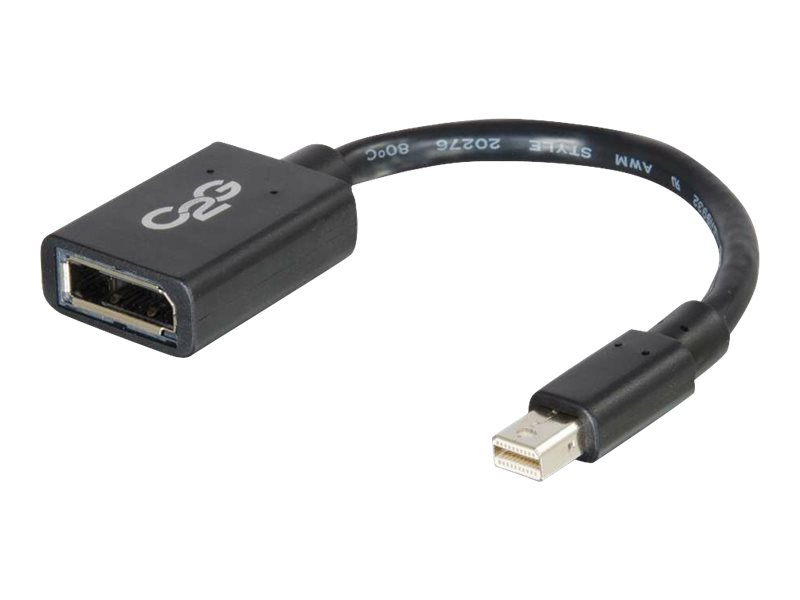C2G 15cm Mini DisplayPort to DisplayPort Adapter Converter 4K UHD - Mini DP Male to DP Female - Black - Câble DisplayPort - 15 cm