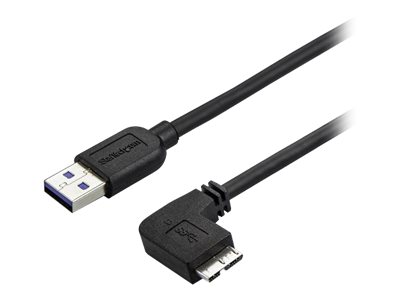 StarTech.com Câble Micro USB 3.0 slim - Cordon USB-A vers Micro-B à angle droit de 50 cm - USB 3.1 Gen 1 (5 Gb/s) - M/M - câble USB - Micro-USB Type B pour USB type A - 50 cm