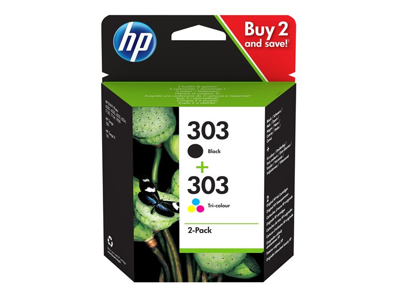 HP 303 Combo Pack - pack de 2 - noir,couleur (cyan,magenta,jaune) - originale - cartouche d'encre 