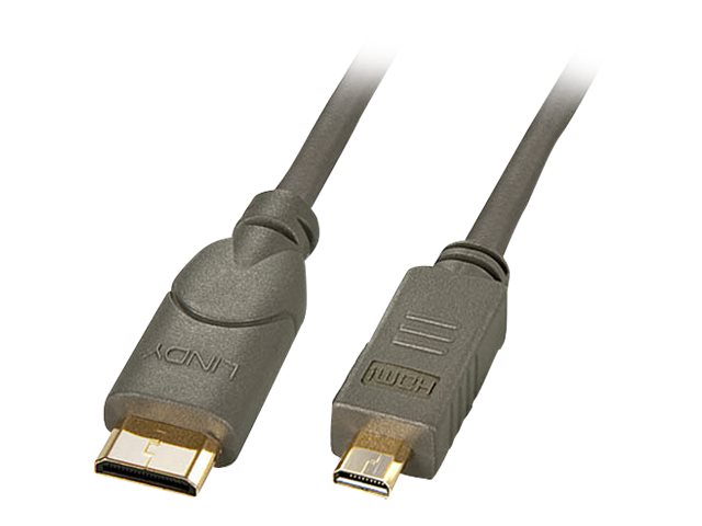 Lindy High Speed HDMI Cable - Câble HDMI avec Ethernet - 19 pin mini HDMI Type C mâle pour 19 pin micro HDMI Type D mâle - 50 cm - blindé