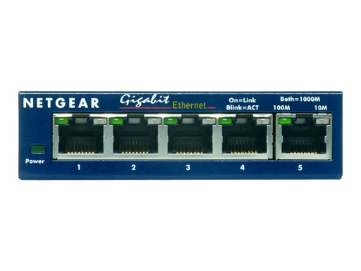 [00773 / GS105GE] Switch Netgear GS105 - 5 ports - en, fast en, gigabit en - 10base-t, 100base-tx, 1000base-t