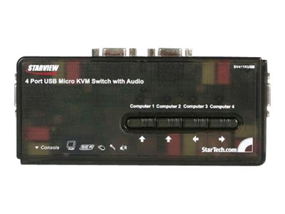 [02929 / SV411KUSB] StarTech.com Switch KVM USB VGA à 4 ports avec câbles - Kit commutateur écran clavier souris - Noir - commutateur écran-clavier-souris/audio - 4 ports